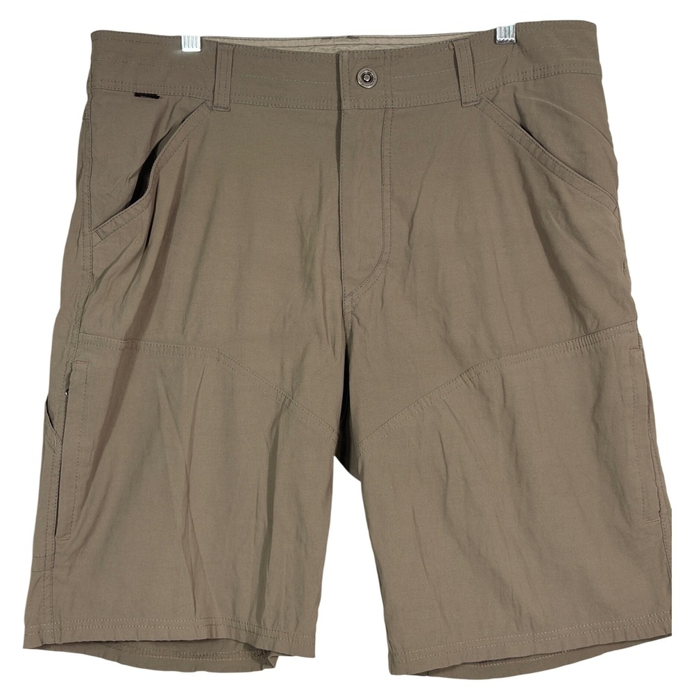 Kuhl Renegade Cargo Shorts Mens 35 Brown Khaki Hiking Outdoor Technical